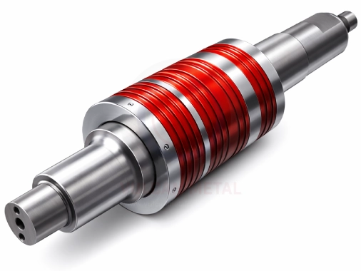 composite rolling mill roll combining forged shaft and tungsten carbide rings