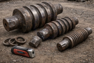 scrap rolling mill rolls and rings in mill scrapyard for sourcing and reclamation